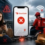 DoorDash down featured image showing a food delivery app outage affecting customers and delivery drivers.
