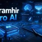 Gramhir Pro AI platform displaying AI art generation, smart content writing, machine learning dashboards, and digital automation tools.