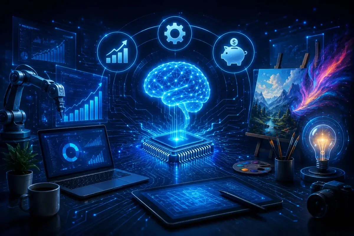 Gramhir Pro AI art generator creating digital artwork with AI writing tools, creative dashboards, and content automation features.