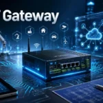 IoT gateway technology with advanced circuits, digital networks, holographic interfaces, and engineering blueprints representing modern connected systems and applications.
