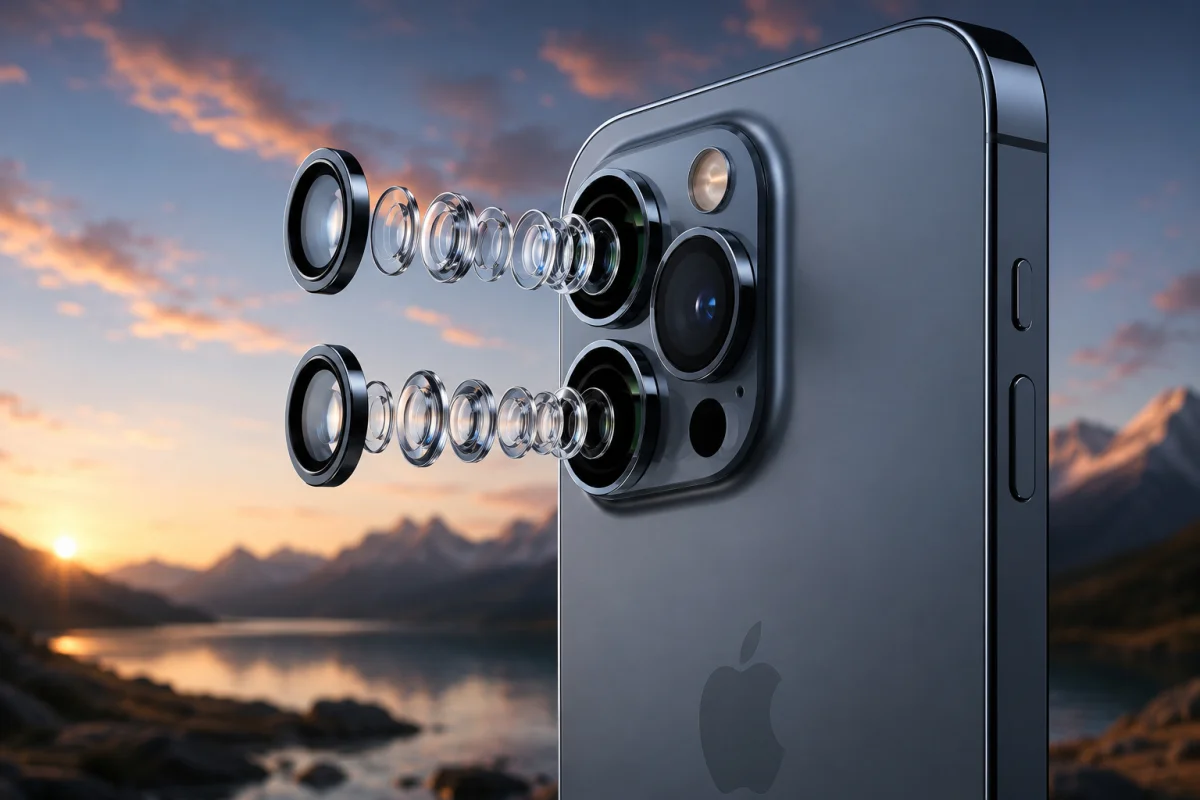 iPhone 18 Pro Max camera system showcasing advanced lenses, improved image processing, low-light photography enhancements, and premium smartphone camera technology.
