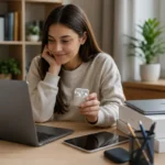 Student holding Apple AirPods beside a MacBook and iPad, representing the 2026 Apple Back to School promotion where Apple AirPods are no longer offered for free.