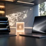 Concept illustration of Apple's upcoming 2027 iPad Pro and redesigned MacBook Pro showcasing next-generation hardware, AI-powered M7 performance, and a modern premium design in a professional workspace.