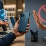 Bouygues Telecom smartphone price match guarantee and updated mobile plan cancellation policy illustrated in a modern telecom retail setting.
