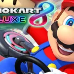 Nintendo Mario Kart Tour artwork showing Mario racing in a kart with the Mario Kart logo and vibrant action-filled background.