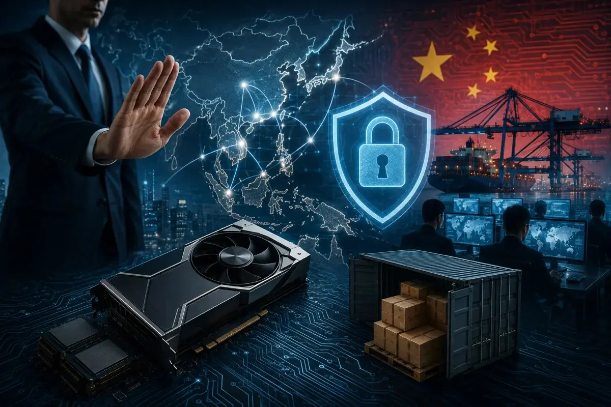 Featured illustration depicting Nvidia strengthening Asia AI chip buyer compliance through advanced export controls, secure semiconductor distribution, and enhanced supply chain verification across regional markets.