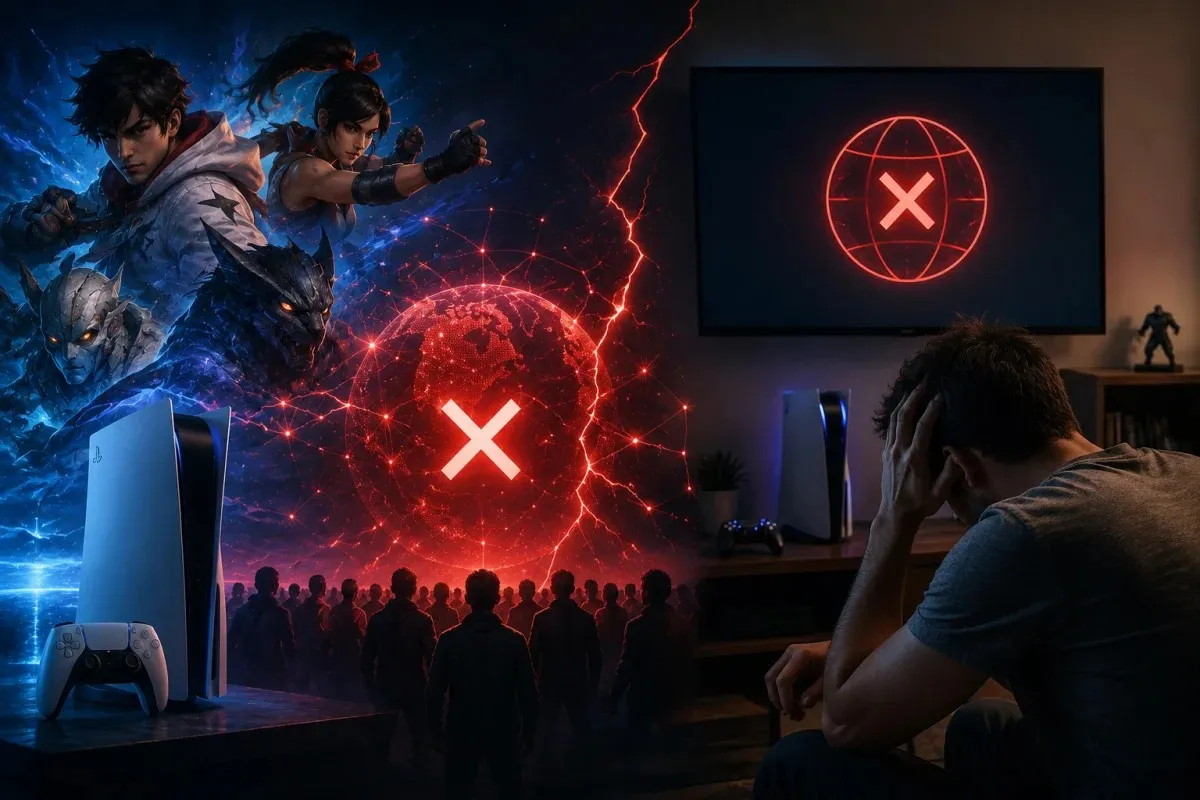 PlayStation Network outage disrupting a major online game beta launch as players experience failed connections and interrupted digital gaming access.
