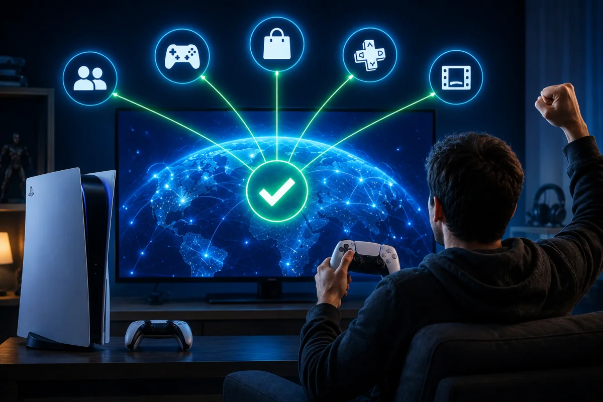 PlayStation Network outage recovery as online gaming services return and a gamer reconnects to restored global network infrastructure.
