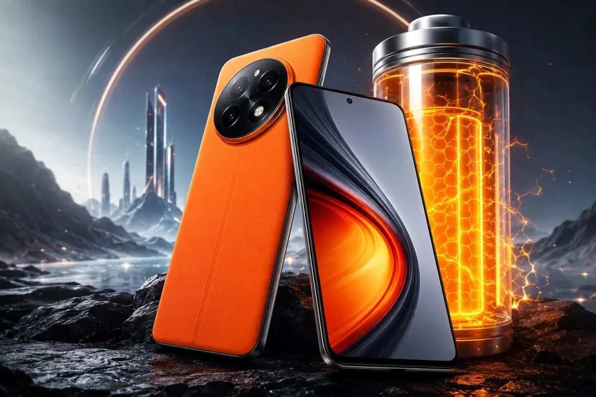 Realme Narzo 100x 5G featured with a futuristic design highlighting its massive 8000mAh battery and modern smartphone experience.