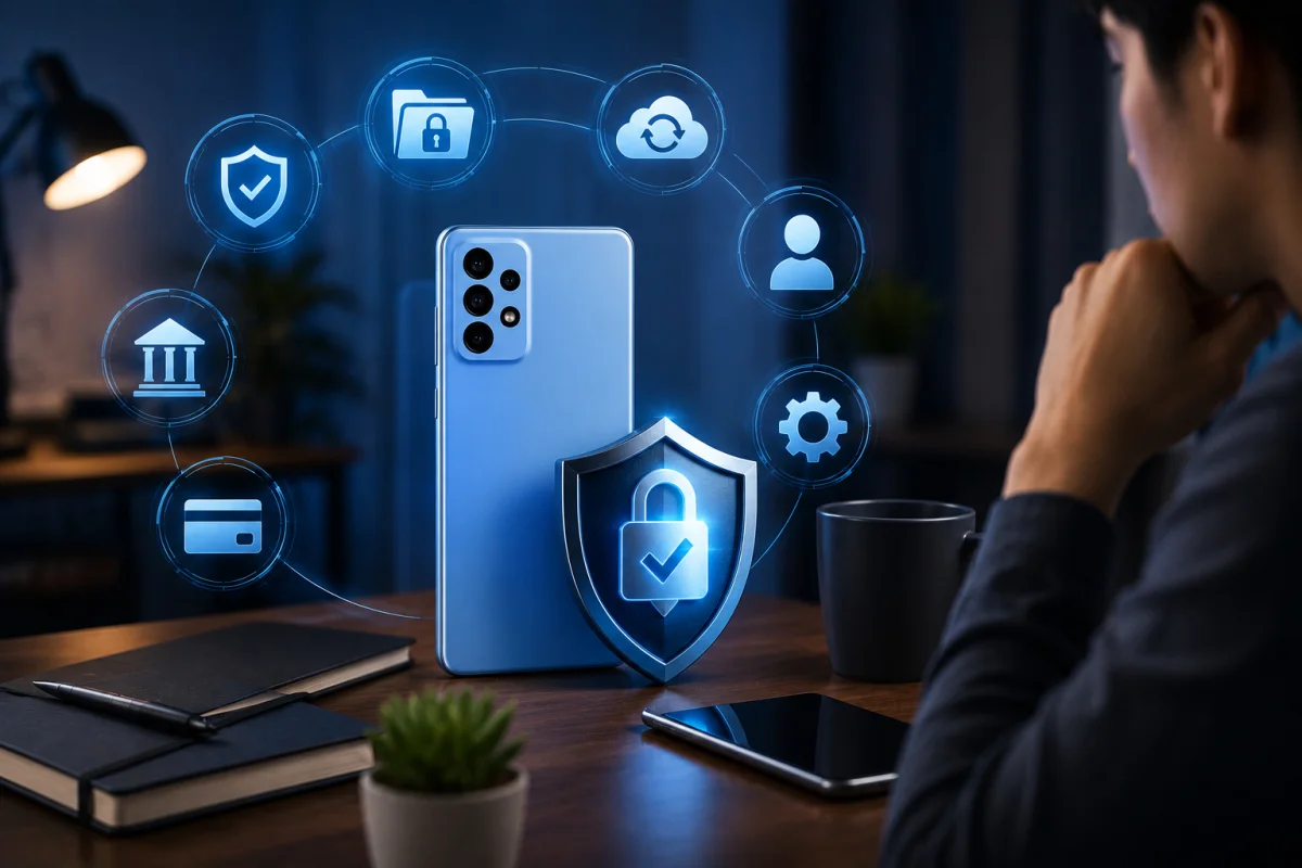Samsung Galaxy A52s 5G user managing device security and app updates after official software and security support has ended.