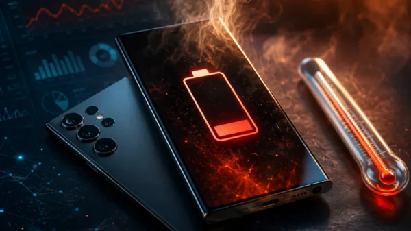 Samsung Galaxy S24 showing battery drain and overheating after the July 2026 security update with excessive heat and low battery.