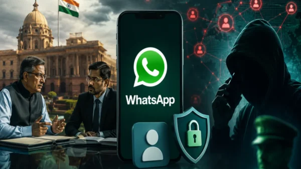 WhatsApp username feature displayed on a smartphone while Indian regulators review security measures to prevent impersonation, fraud, and digital scams.