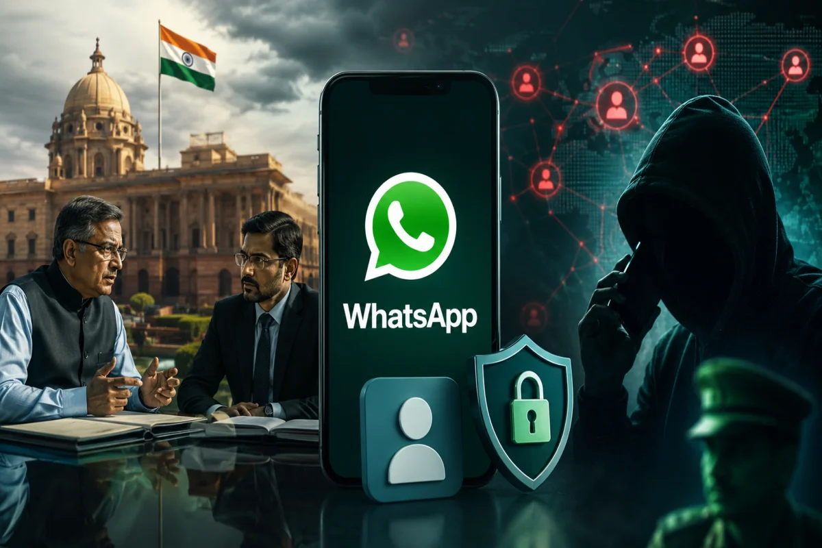 WhatsApp username feature displayed on a smartphone while Indian regulators review security measures to prevent impersonation, fraud, and digital scams.