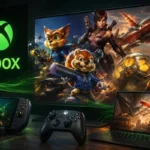 Xbox backward compatibility on PC featuring classic Xbox games running across Windows desktop and handheld gaming devices.